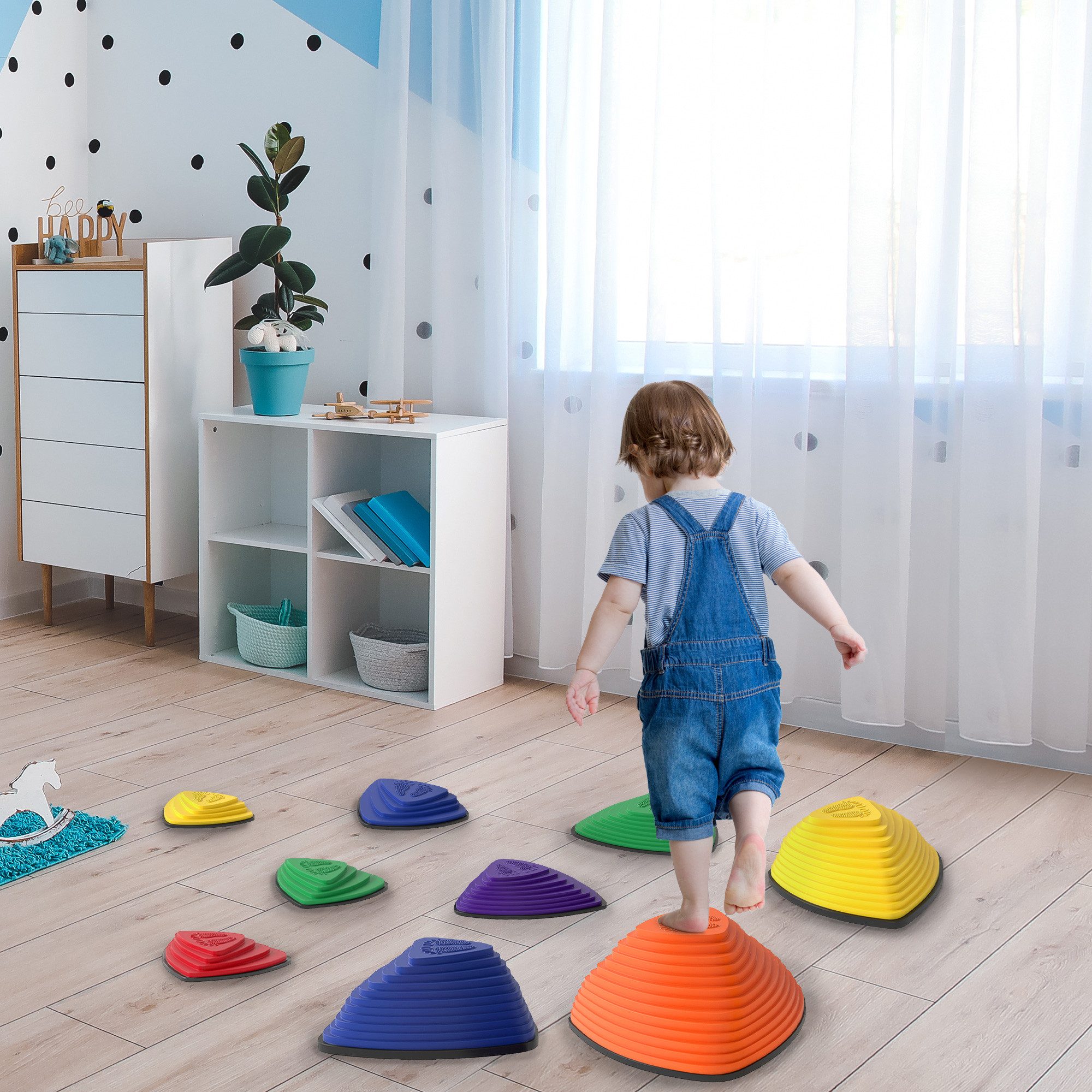 AIYAPLAY Stapelspielzeug Rutschfeste Balanciersteine zur Förderung von Balance, (Flusssteine, 9-tlg), für Indoor, Outdoor für Kinder 3-8 Jahren