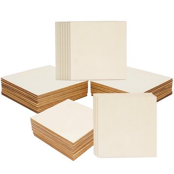 Belle Vous Streudeko 10x10 cm Holzplatten für DIY - 50er Pack Holzscheiben Quadrat, 10 cm Holzscheiben Quadrat (50er Pack) - 10x10 cm Holzplatten für DIY