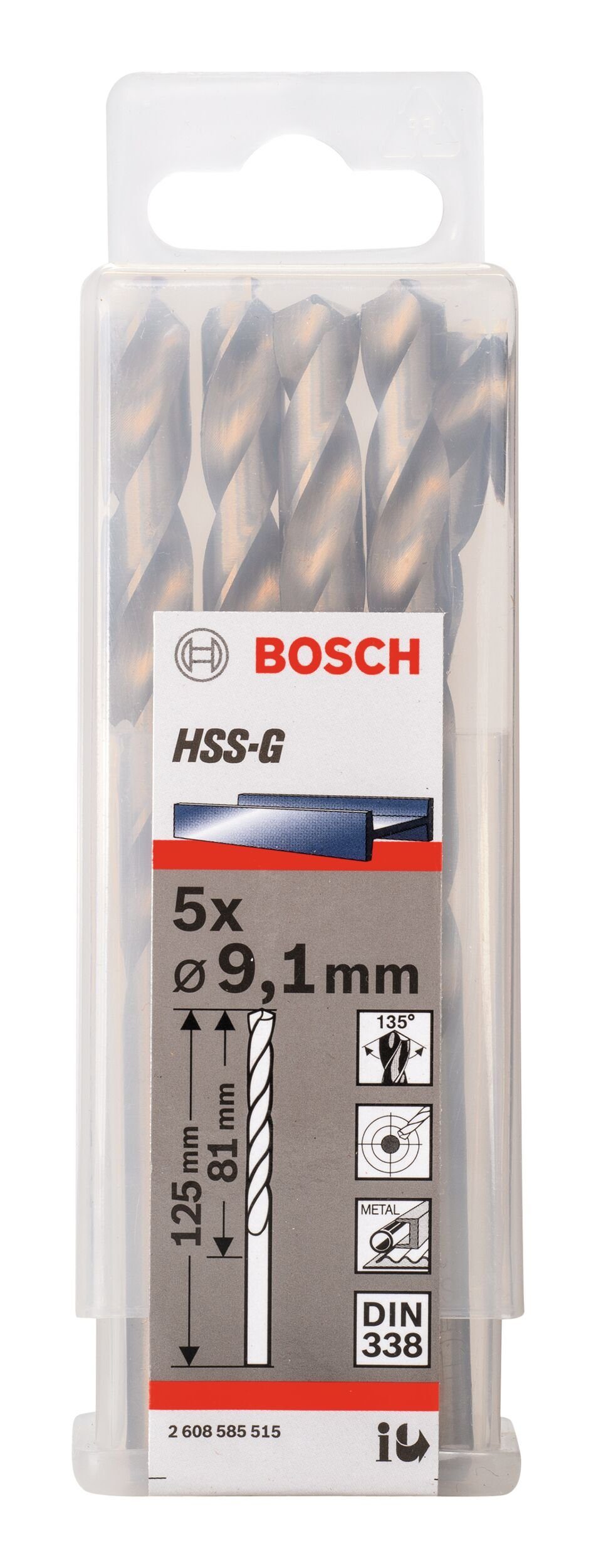 x 125 - 9,1 Stück), x 81 - Metallbohrer, HSS-G 338) (5 (DIN mm BOSCH 5er-Pack