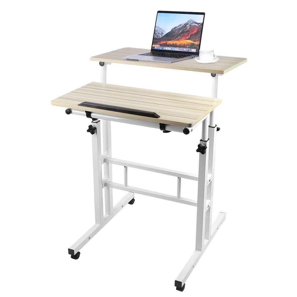 JEOBEST Schreibtisch Steh-Sitz Tisch Stehpult Verstellbarer Computertisch, (1-St., Laptoptisch), mit Rollen, 180° Neigbarer Tischplatte