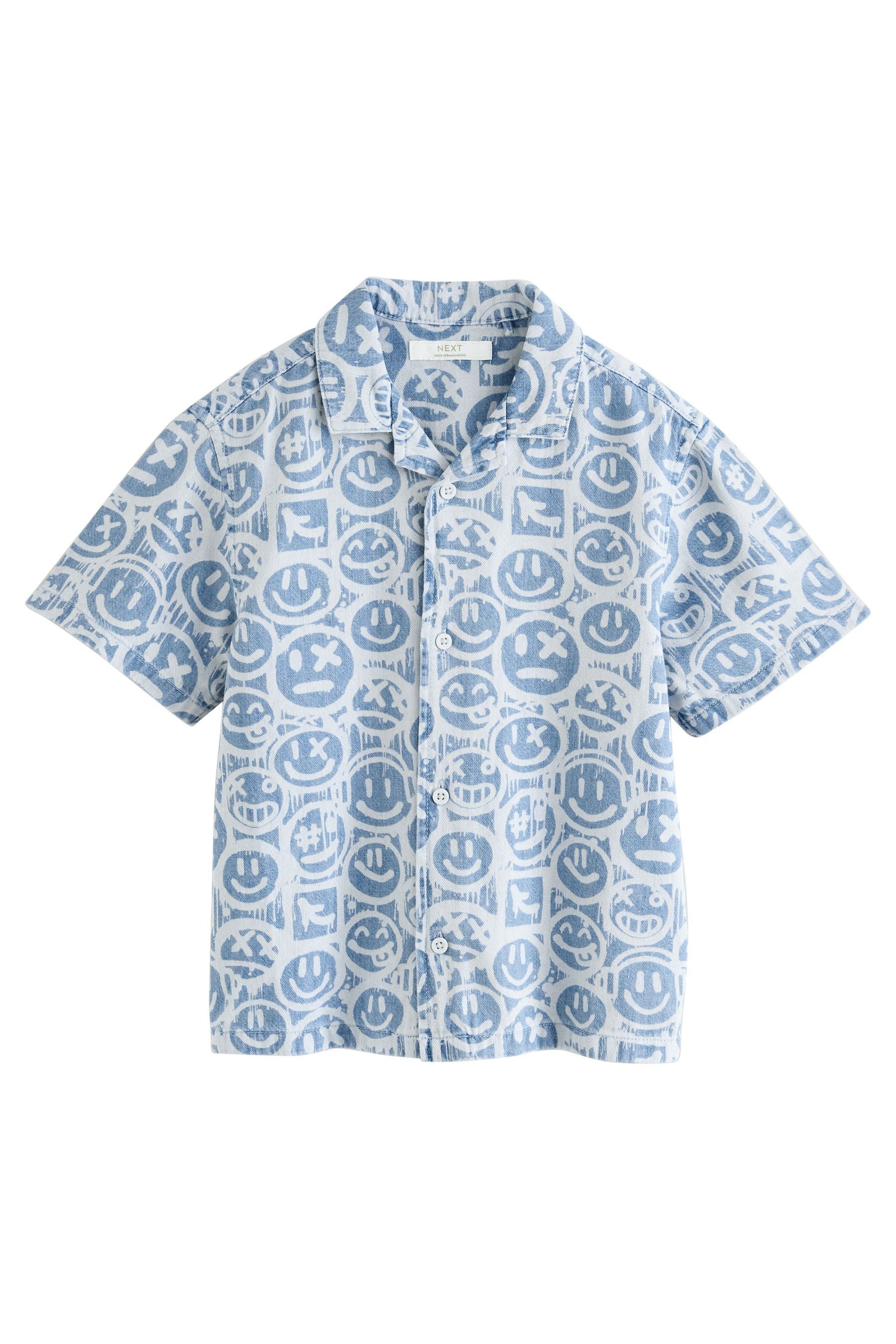 Next Kurzarmhemd Kurzärmeliges Hemd mit Print aus Baumwolle (1-tlg)