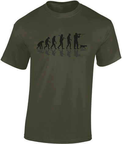 Baddery Print-Shirt Jäger T-Shirt - Jäger Evolution - Geschenk für Jäger - Jagd Tshirt, hochwertiger Siebdruck, aus Baumwolle