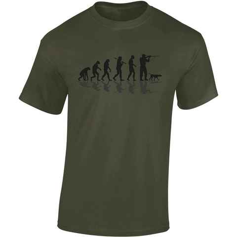 Baddery Print-Shirt Jäger T-Shirt - Jäger Evolution - Geschenk für Jäger - Jagd Tshirt, hochwertiger Siebdruck, aus Baumwolle