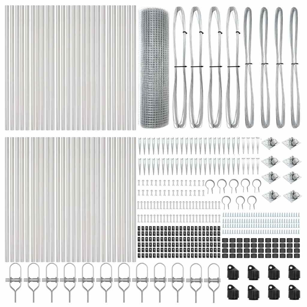 vidaXL Gartenzaun Geschweißter Drahtzaun mit Stacheln 100 x 0,4 m Silber Netz, (1-St)