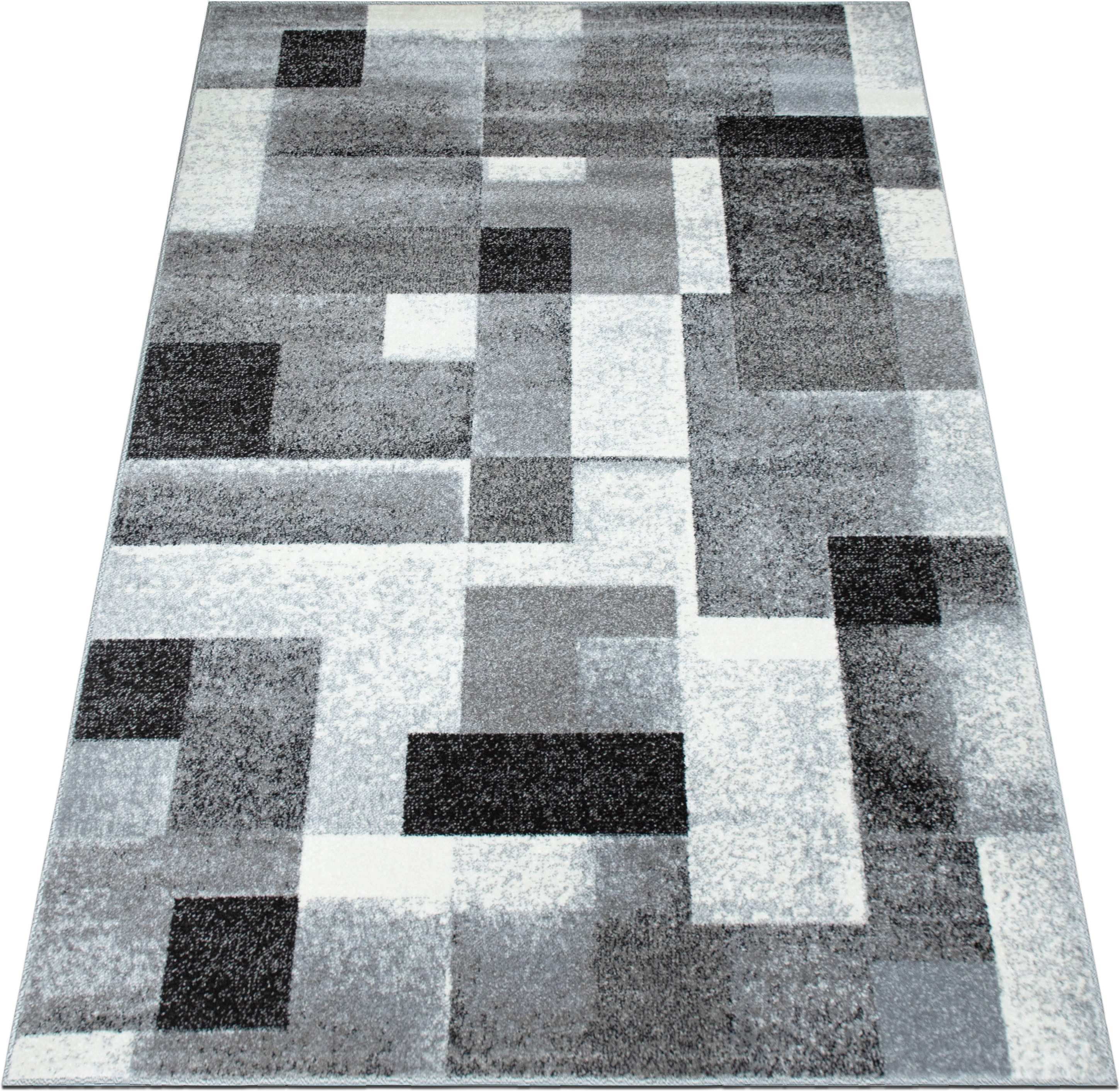OTTO home Teppich Corine, rechteckig, Höhe: 9 mm, mit besonders weichem Flor, Kurzflor, modernes Karo-Design