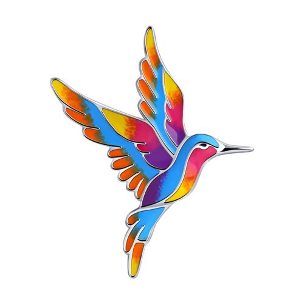 Secretforyou Anstecknadel Brosche Anstecknadel 925 Silber Kolibri Emaille Echtschmuck, 925 Sterling Silber