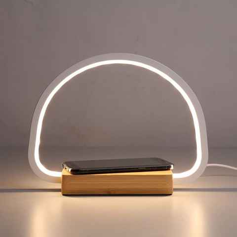Spetebo LED Tischleuchte LED Touchlampe mit induktiver Ladefunktion dimmbar, dimmbar, induktives Laden, LED, warm weiß, kalt weiß, kalt und warm gleichzeitig, Tischlampe mit Dimmfunktion und drei Leuchtfarben