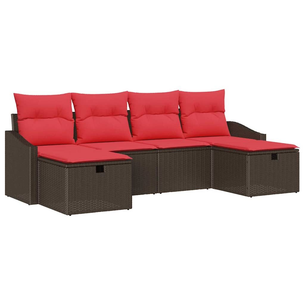 vidaXL Gartenlounge-Set Gartensofa-set 6 Stk. Poly-Rattan, (6-tlg)