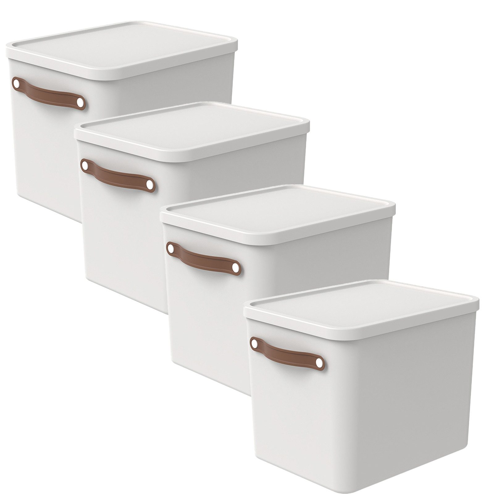 ROTHO Aufbewahrungsbox MALOJA Ordnungsboxen 4er-Set 27l mit Griffen stapelbar (Aufbewahrungsset, 4er-Set)
