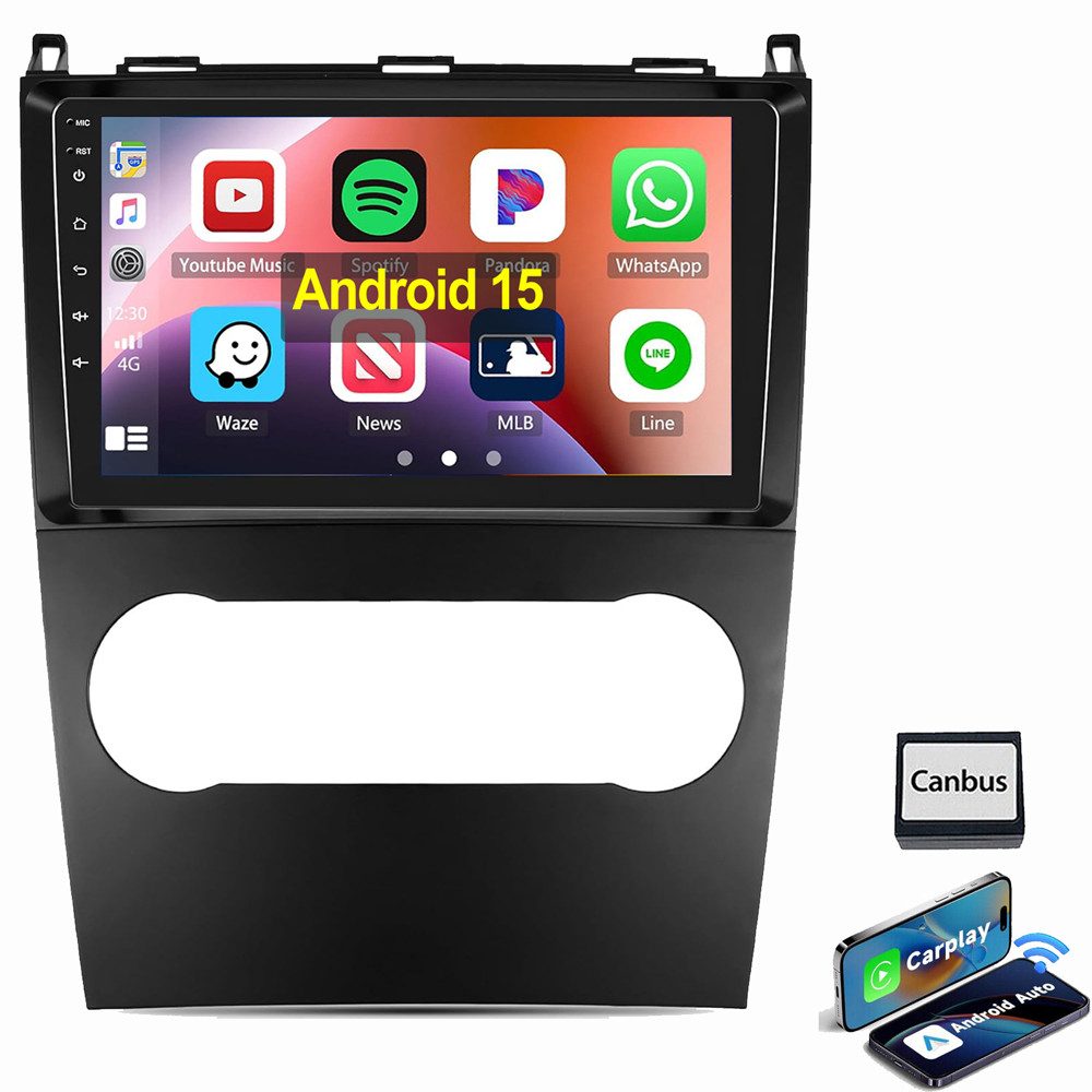 ESSGOO Android 15 Für Mercedes Benz A/ B-Klasse W245 W169 Autoradio Autoradio (RDS, 4+64GB optional, Digitalradio (DAB), FM, Apple Carplay Android Auto GPS Navi WIFI BT SWC EQ)