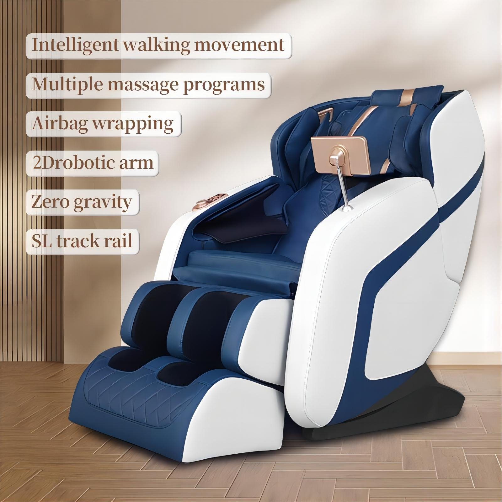 Salottini Massagesessel Designer Luxus 2D Massagesessel Sessel Modell Genf, Bluetooth-Audio, Wärmefunktion, Liegefunktion