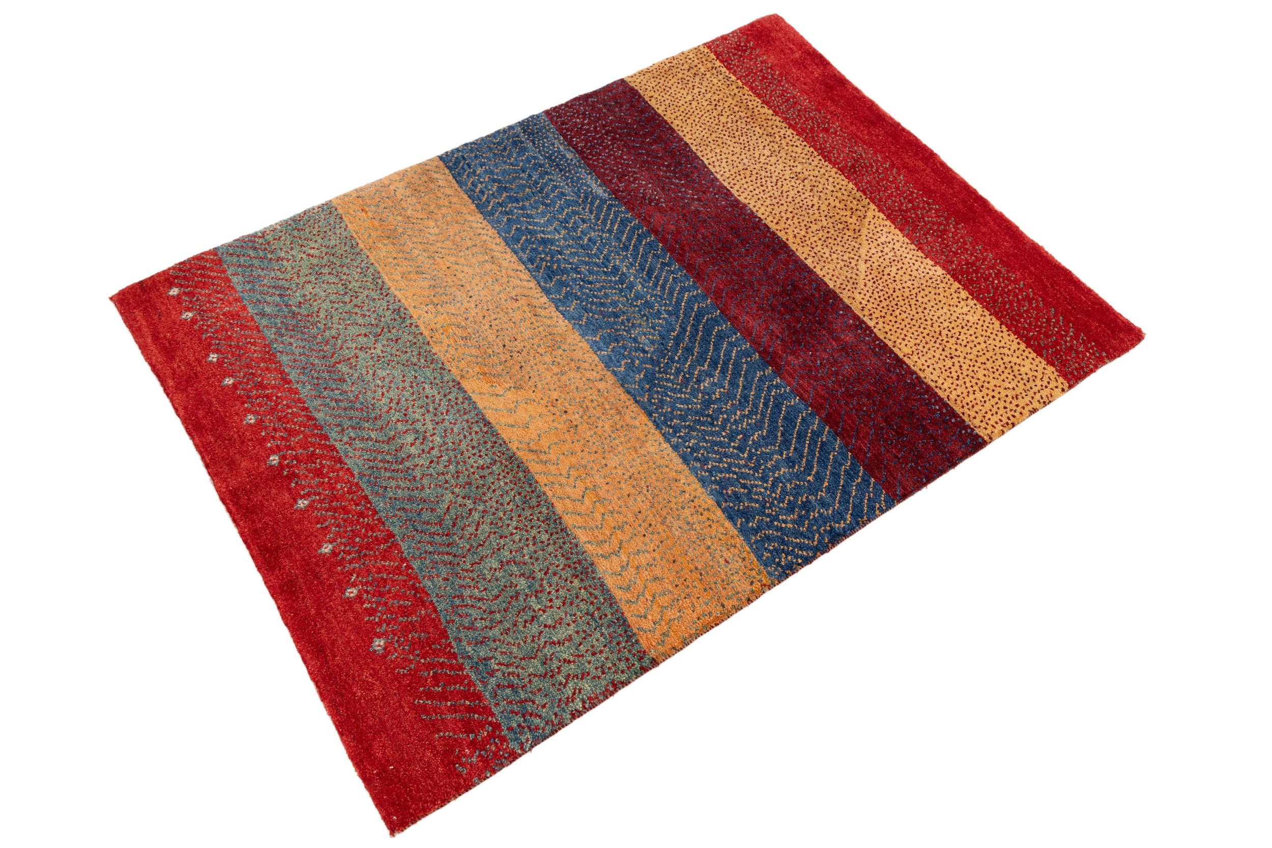 CABBEL Wollteppich Premium Perser Gabbeh Teppich Mehrfarbig 103x146 cm, Rechteckig, Höhe: 20 mm, Handgeknüpftes Unikat aus 100% Wolle – langlebig und natürlich