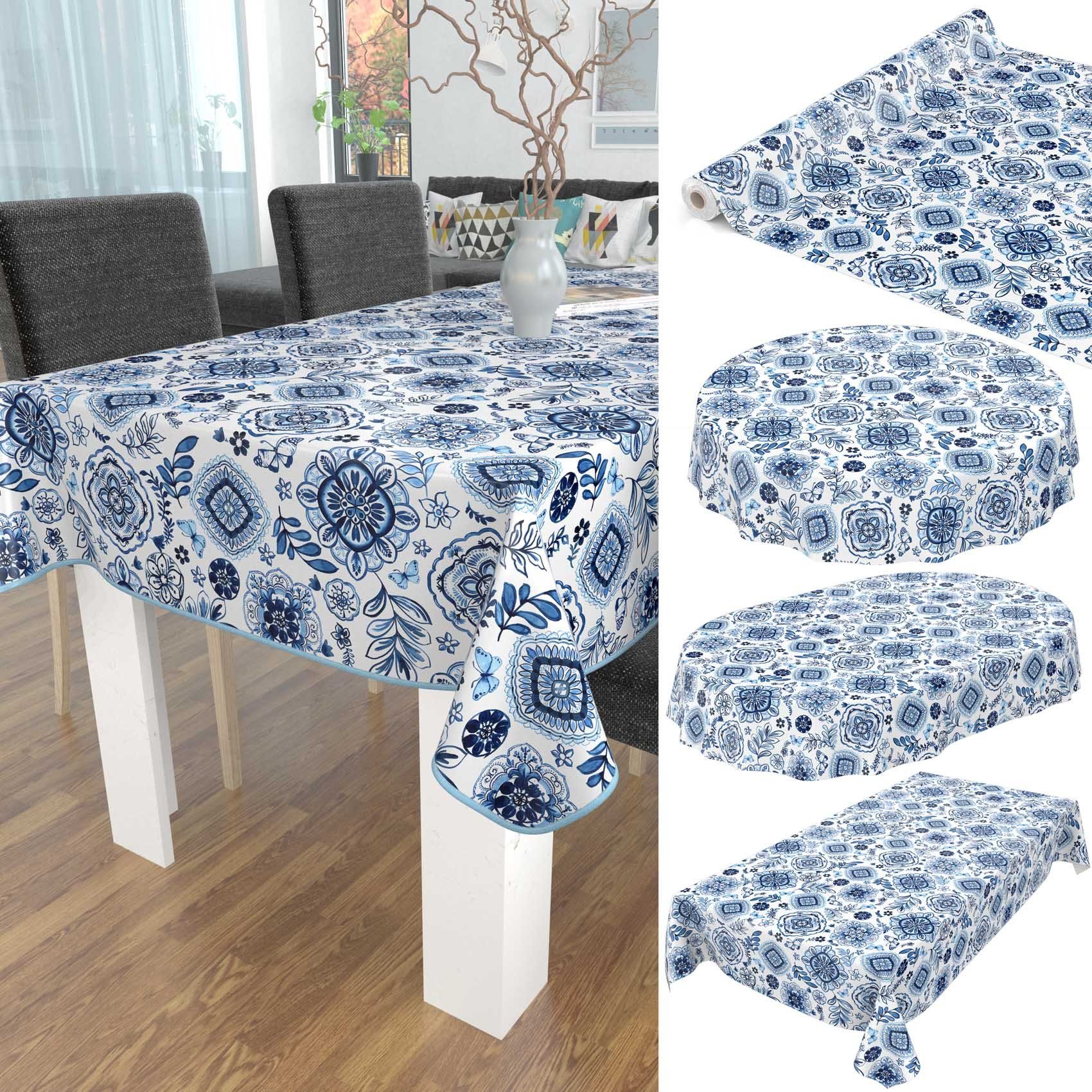 Blau Ornamente Wasserabweisend Robust Breite Glatt 140, Wachstuch Tischdecke Tischdecke ANRO