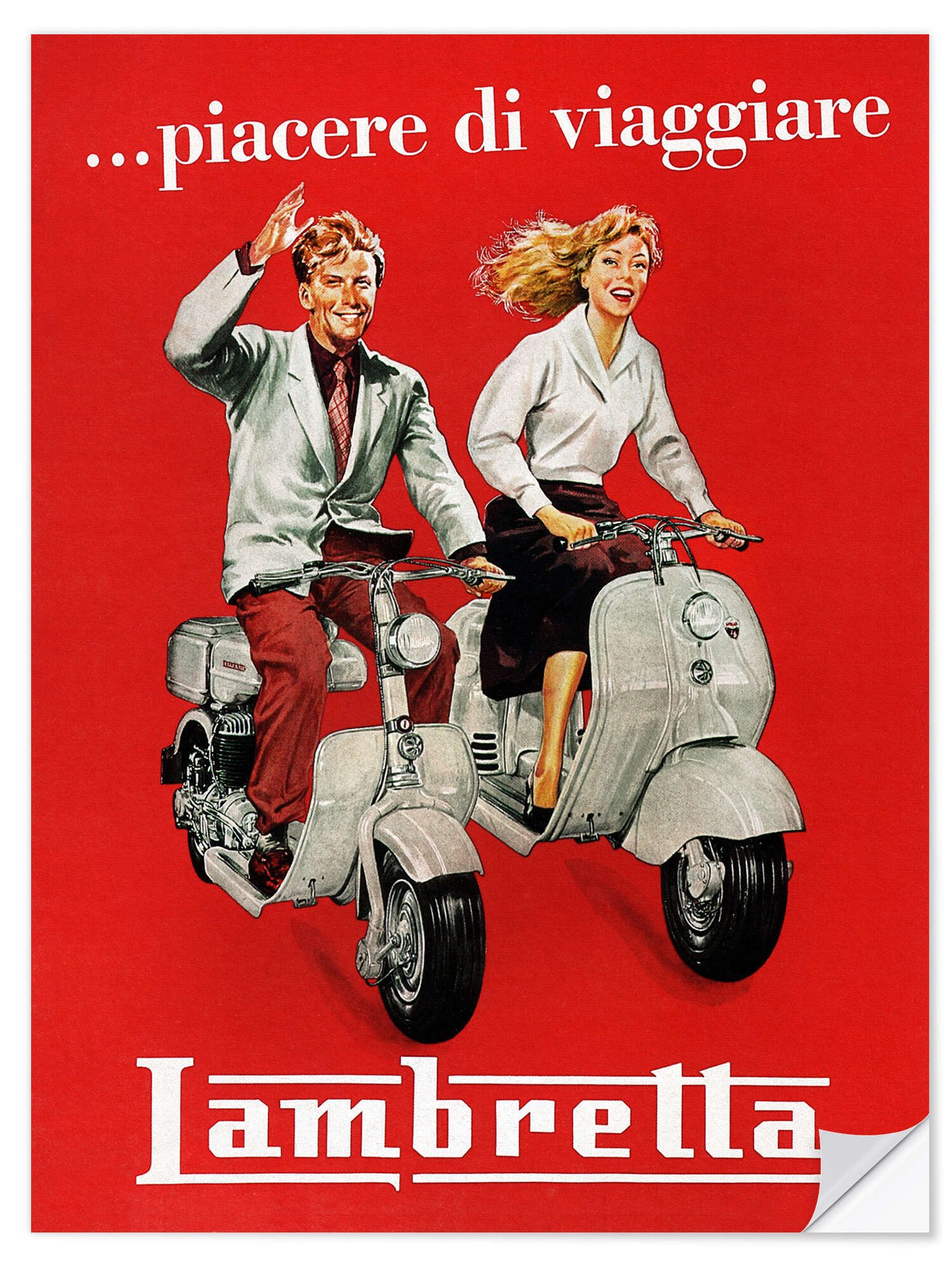 Posterlounge Wandfolie Bridgeman Images, Lambretta - Reisevergnügen, 1950, Vintage