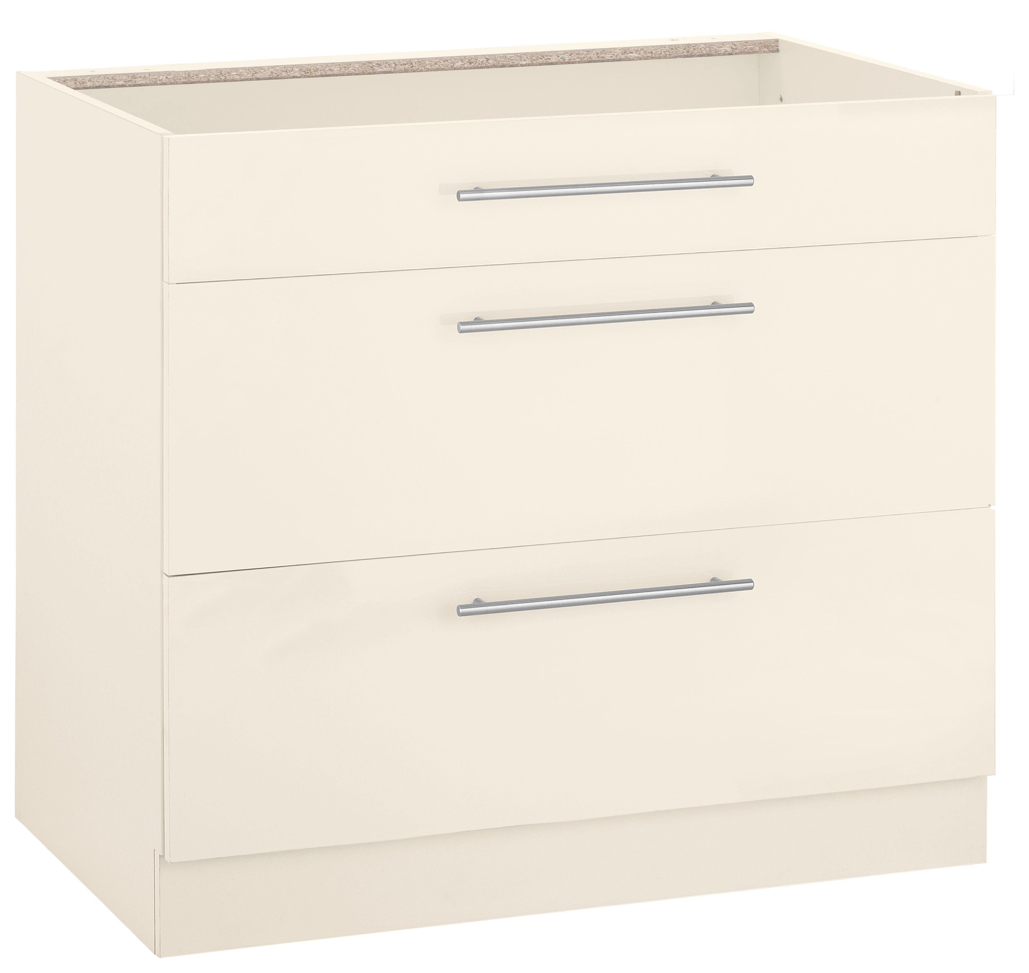 wiho Küchen Unterschrank Flexi2, Breite 90 cm, Soft-Close Funktion 1 Schubkasten, 2 Auszüge