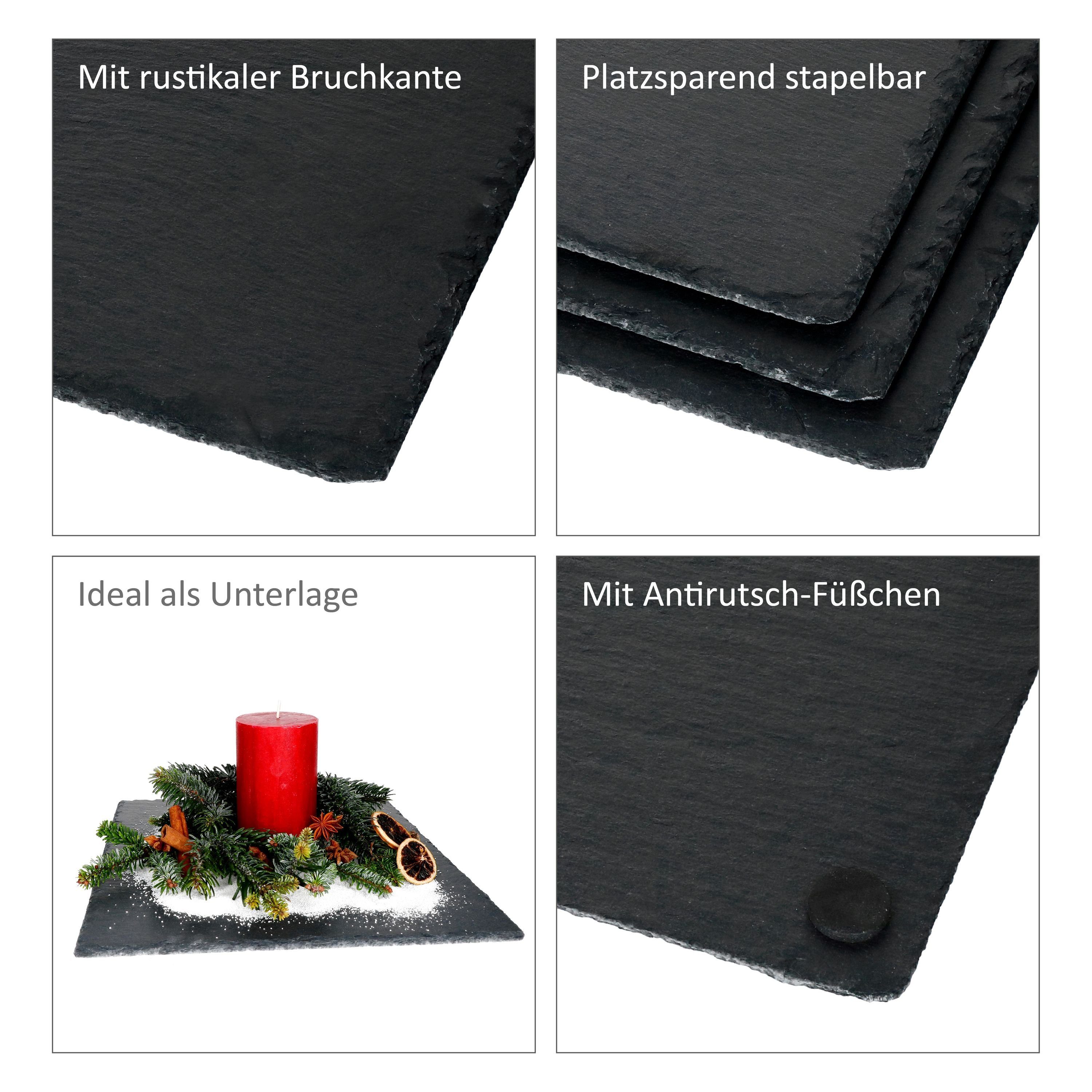 MamboCat Servierplatte 4x Schieferplatten 30x30cm Untersetzer Deko-Teller Servier-Platte, Schiefer – Bild 4 von 5