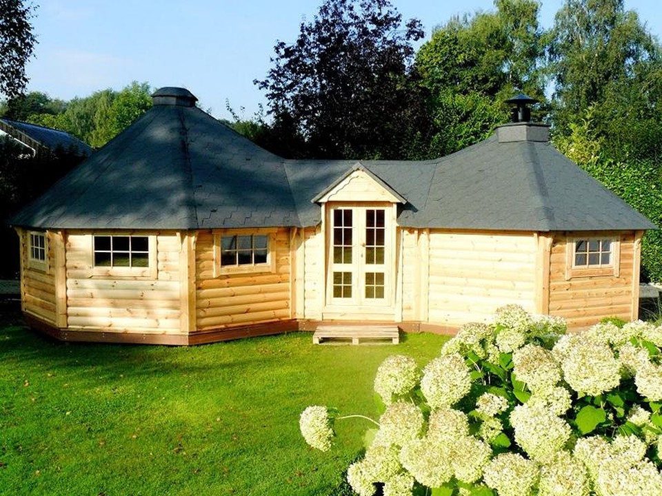 Xlmoebel Grillkota Grillhaus Holzpavillon mit Grill Grillblockhaus Grillkota, Made in Europa