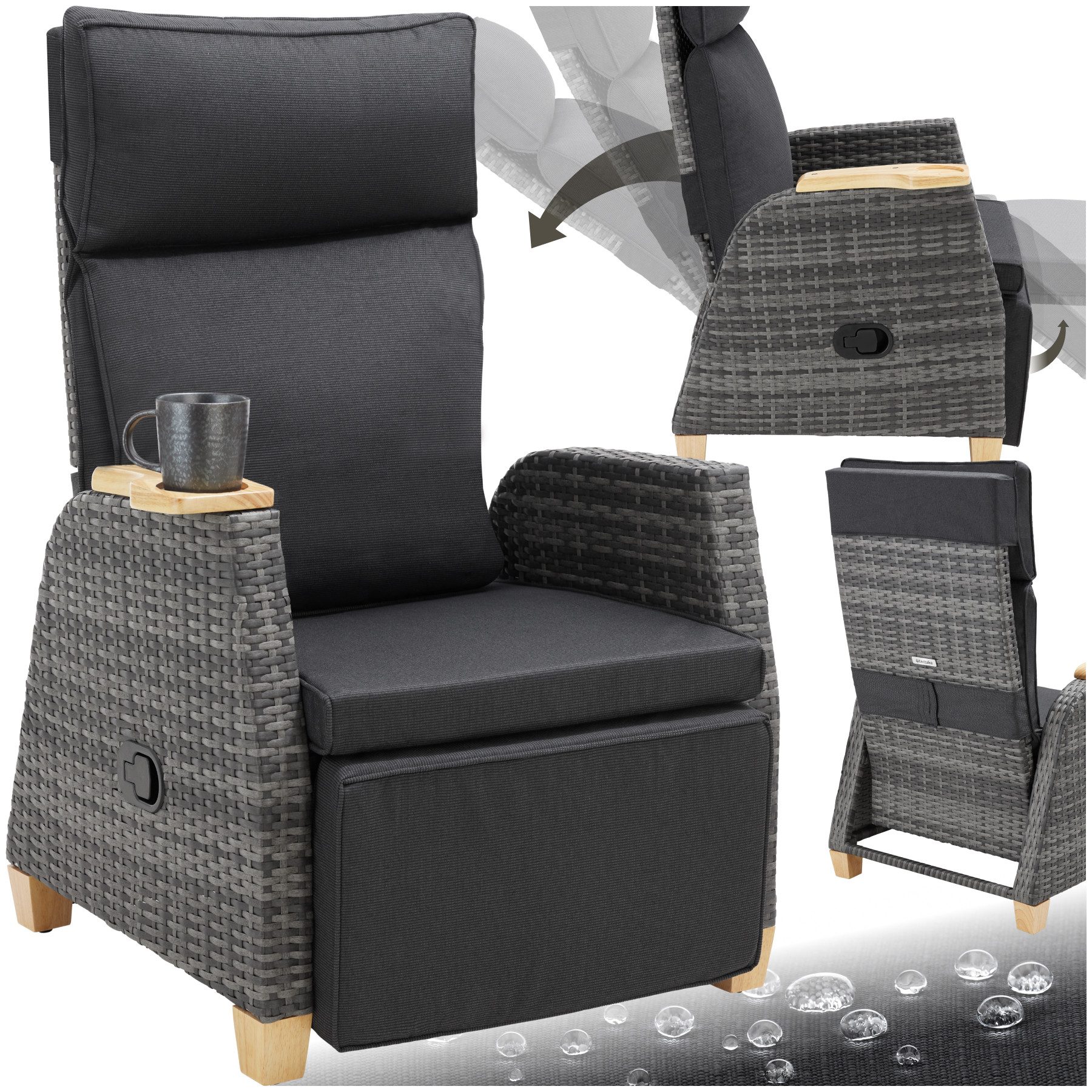 tectake Rattanstuhl Rattansessel Pescara mit Aluminiumgestell, Lehne verste günstig online kaufen