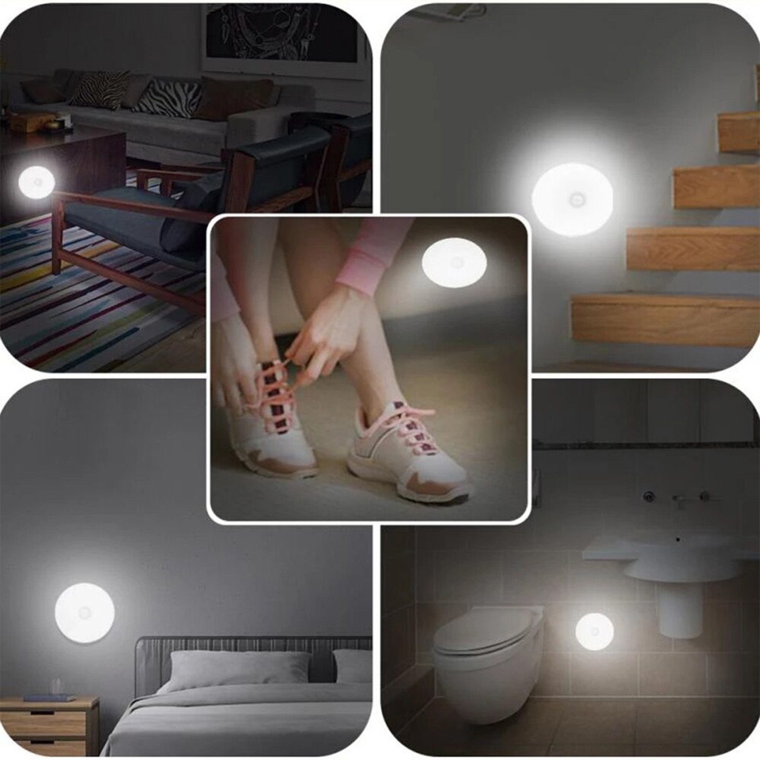 LED für Wandlampe, Akku USB Schlafzimmer Bewegungsmelder, IBETTER Weißlicht LED Kabellose mit LED Kinderzimmer, Treppenlich Nachtlicht,mit Bewegungsmelder, Aufladbar, Nachtlicht Nachttischlampe, Wandlampe,