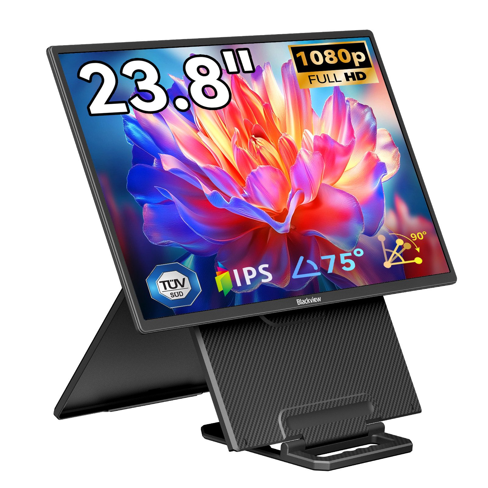 blackview 23,8'' Laptop Bildschirm Erweiterung, USB-C Handy Ersatz Display Portabler Monitor (60,5 cm/23,8 ", 1920x1080 px, Full HD, IPS, Gaming Monitor, FHD IPS, 1920 x 1080)
