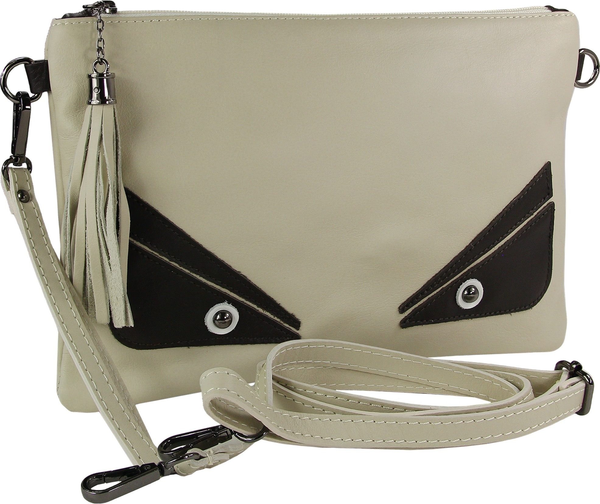 Umhängetasche Toscanto Tasche beige weiß schwarz Leder