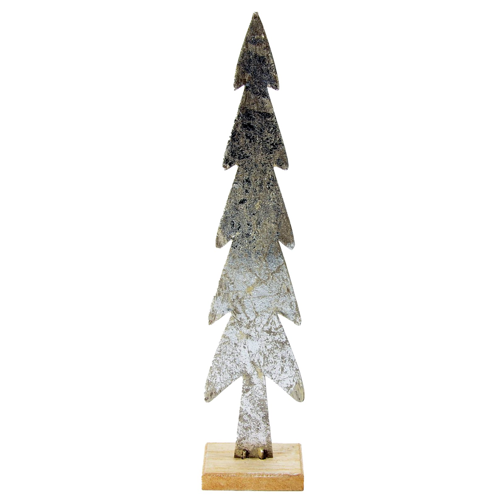 B&S Weihnachtsfigur Tanne Metall auf Holzfuß 47,5x10,5x5c