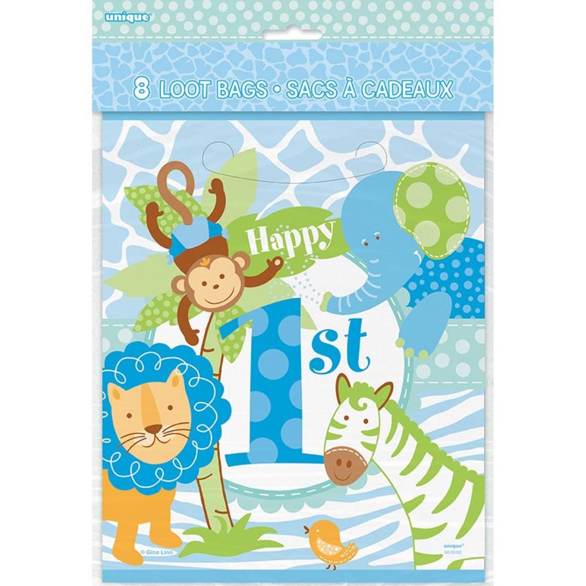 Unique Industries Inc. Hängedekoration Geschenkbeutel PVC 18x22cm/8St. 1.st HB Boy Safari