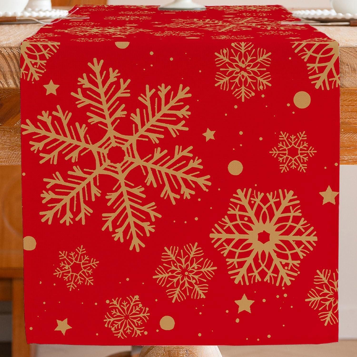 LuxusKollektion Tischläufer Tischläufer Weihnachten Rot Gold 40x140 cm (1-tlg)