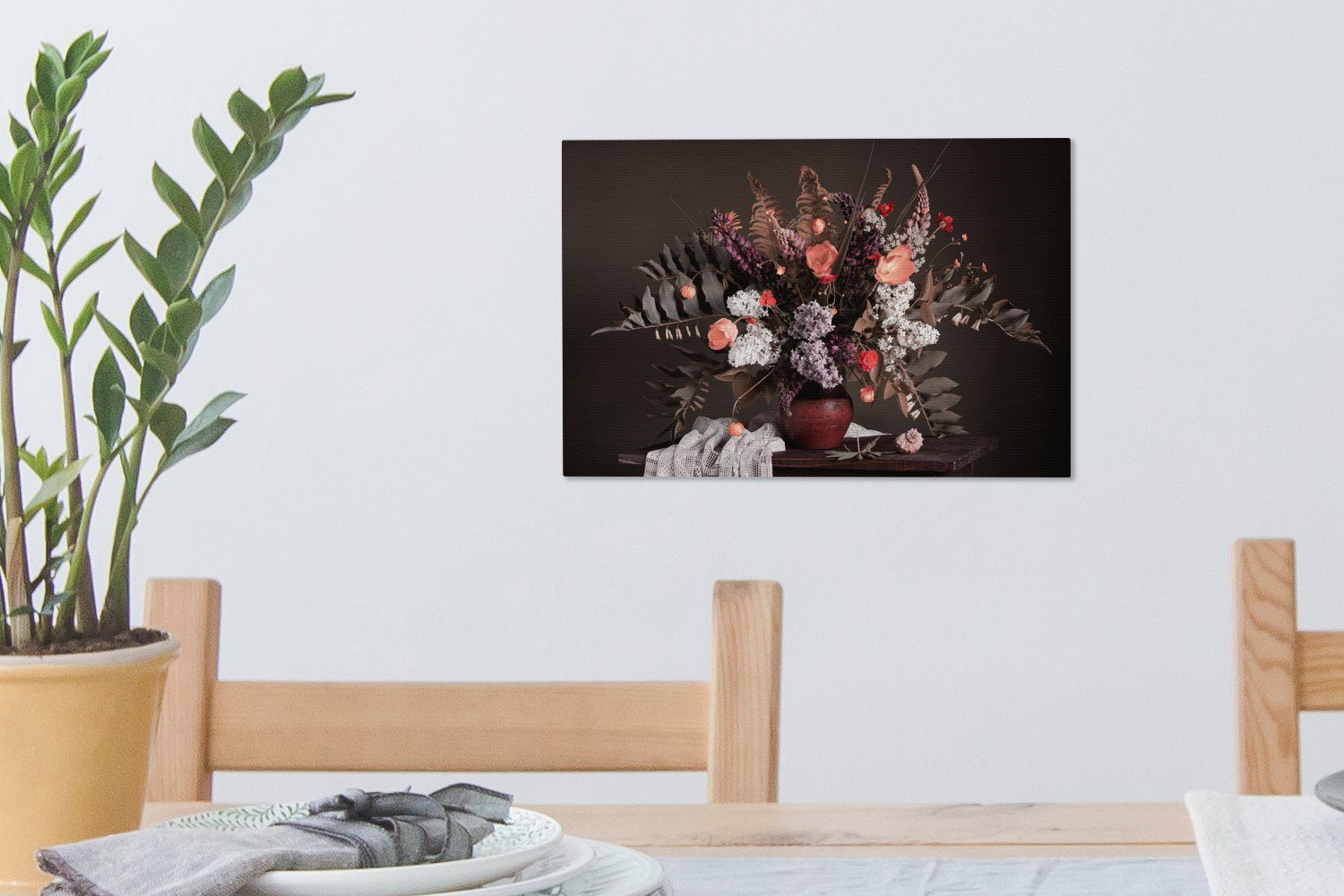 Leinwandbild OneMillionCanvasses® - - Farben, 30x20 St), Aufhängefertig, cm Wandbild Stilleben Leinwandbilder, Blumenstrauß Wanddeko, (1