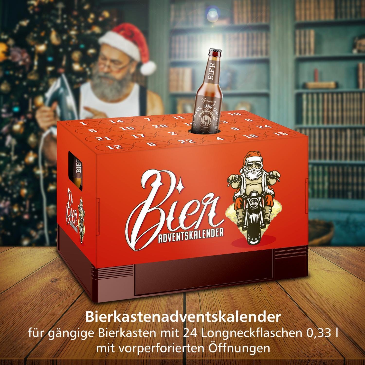 Geschenkpapier Adventskalender itenga für 2 Nikolaus Motorrad Bierkasten Bi auf Motiv itenga