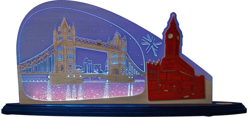 Weigla LED Dekolicht London, LED wechselbar, Neutralweiß, beidseitiges Motiv London/England, Erzgebirge garantiert | Leuchtfiguren