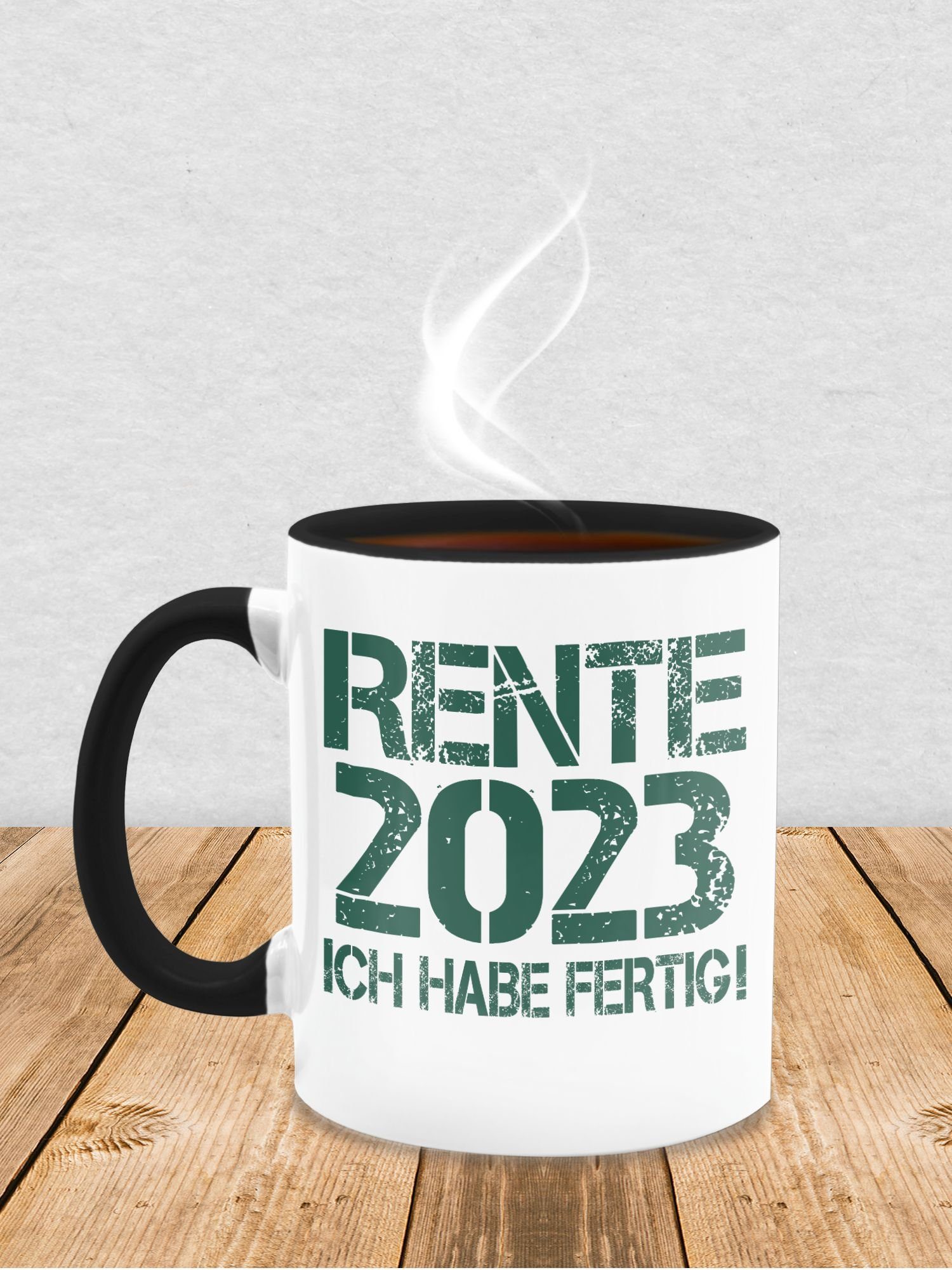 Shirtracer Tasse 3 petrol, Rente Schwarz Geschenk 2023 Kaffeetasse Keramik, Rente 