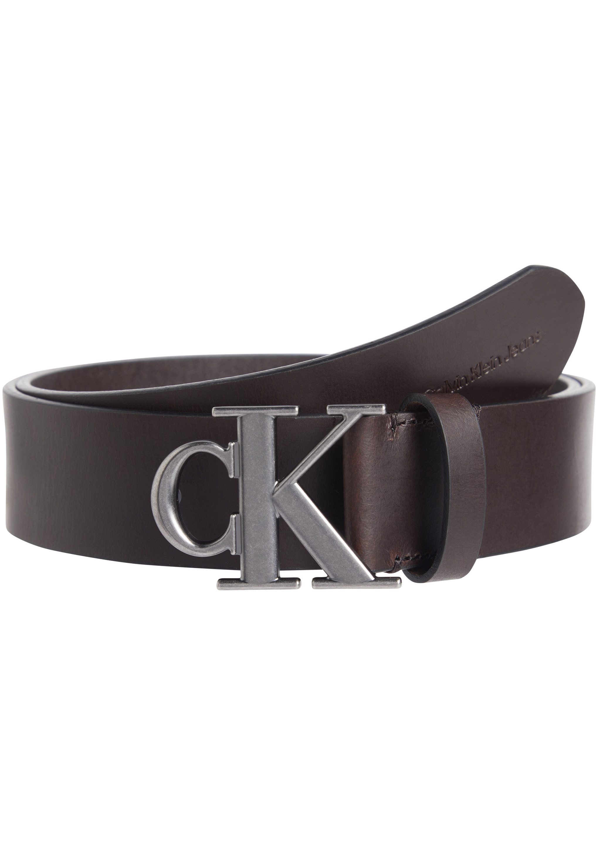 Calvin Klein Jeans Ledergürtel ROUND MONO PLAQUE LTHR BELT 40MM mit CK-Logoschließe