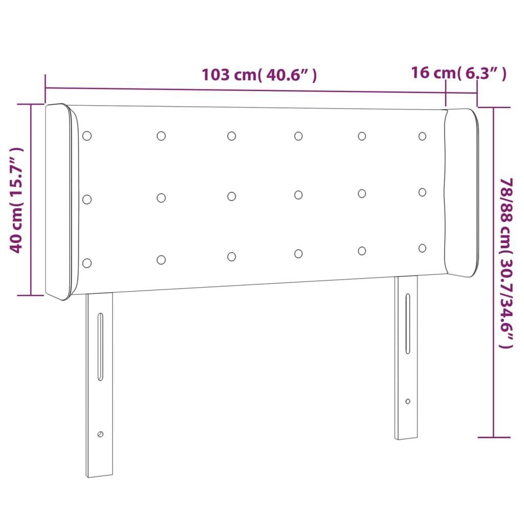 mit St) Kopfteil 103x16x78/88 vidaXL cm (1 Kopfteil Ohren Taupe Stoff,