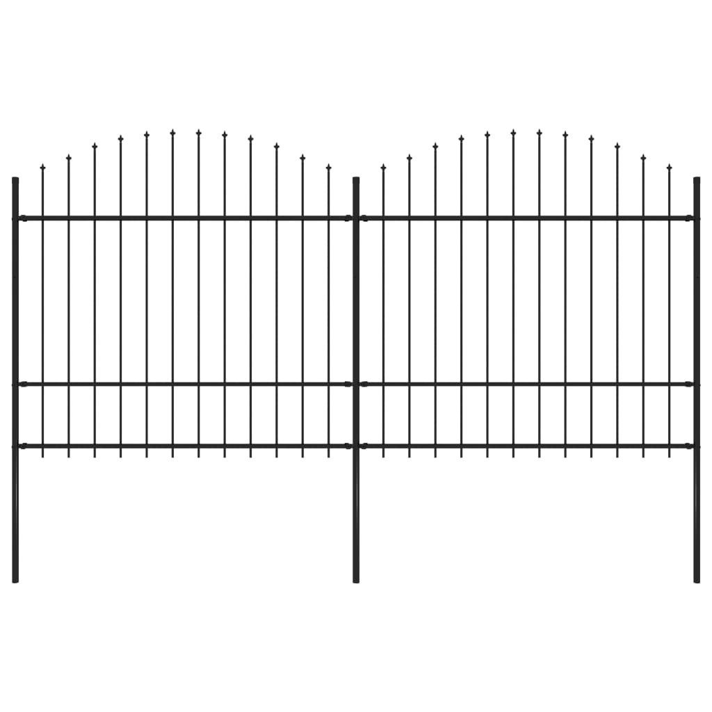 Gartentor Gartenzaun mit Speerspitzen Stahl 1,5 - 1,75 x 3,4 m Schwarz