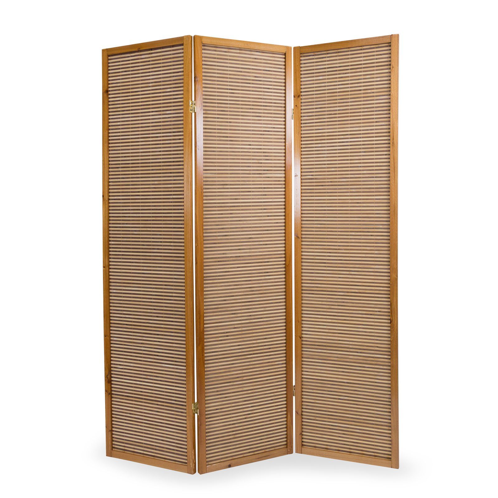 Homestyle4u Paravent Sichtschutz Holz Raumteiler Bambus Braun Indoor, 3-teilig