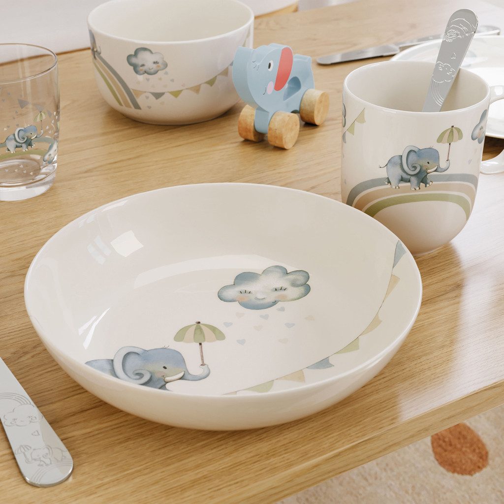 Villeroy & Boch Kinderschale Walk like an Elephant Kinder-Suppenteller, Porzellan, (1-tlg), Premium Porcelain, mikrow.- & spülm.sicher, Made in Germany
