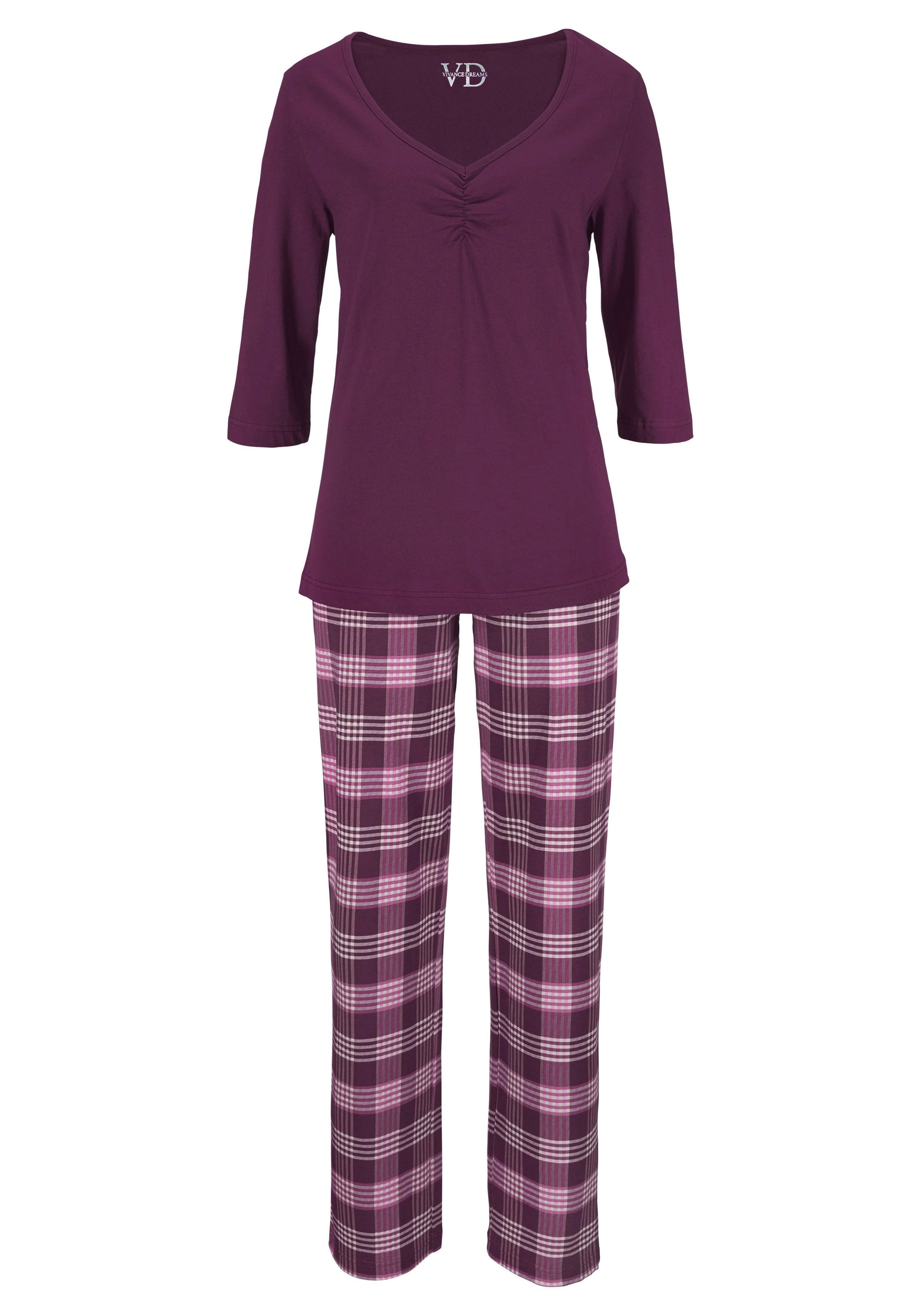 Vivance Dreams Pyjama (4 tlg., 2 Stück) mit karierter Hose. € 39,99, (€ 20,00 pro 1 Stk).