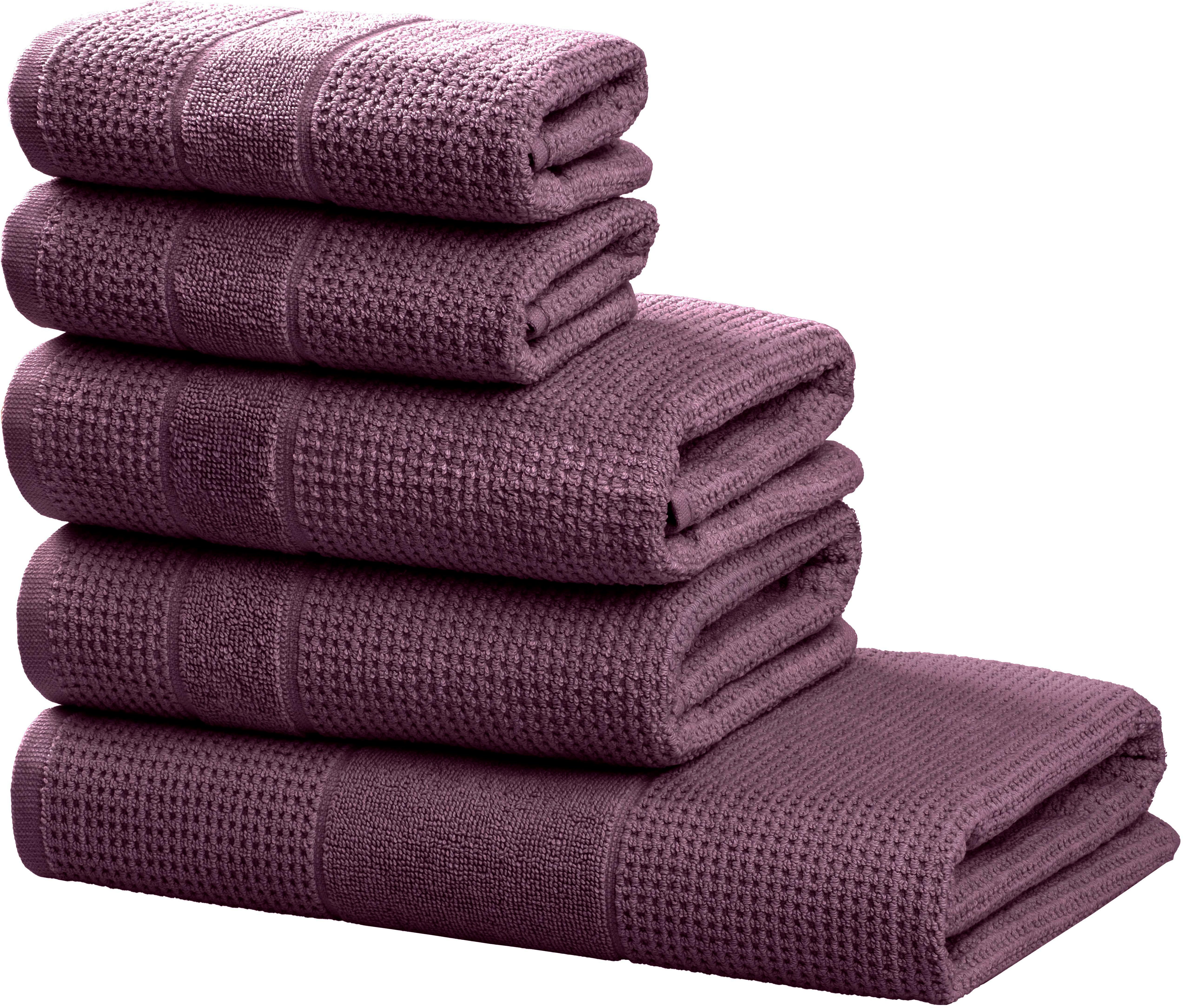 OTTO home Handtuch Set Kimi, Duschtuch, Handtücher und Gästetücher, Walkfrottee (Set, 5-St), 100% Baumwolle, einfarbig, weich, mit Bordüre, besondere Struktur