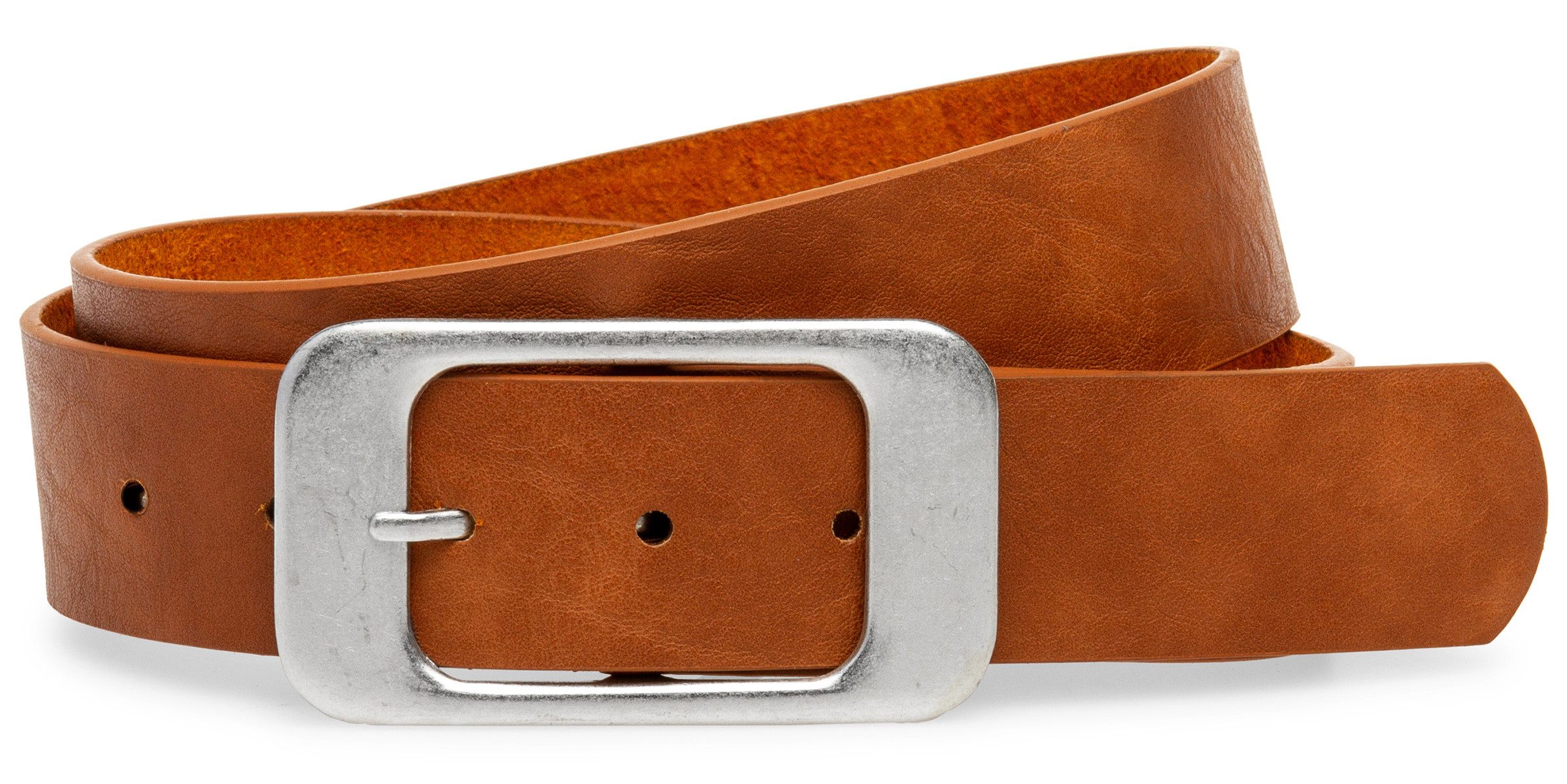 Caspar Ledergürtel GU276 Damen breiter Vintage Gürtel Jeansgürtel unifarben günstig online kaufen