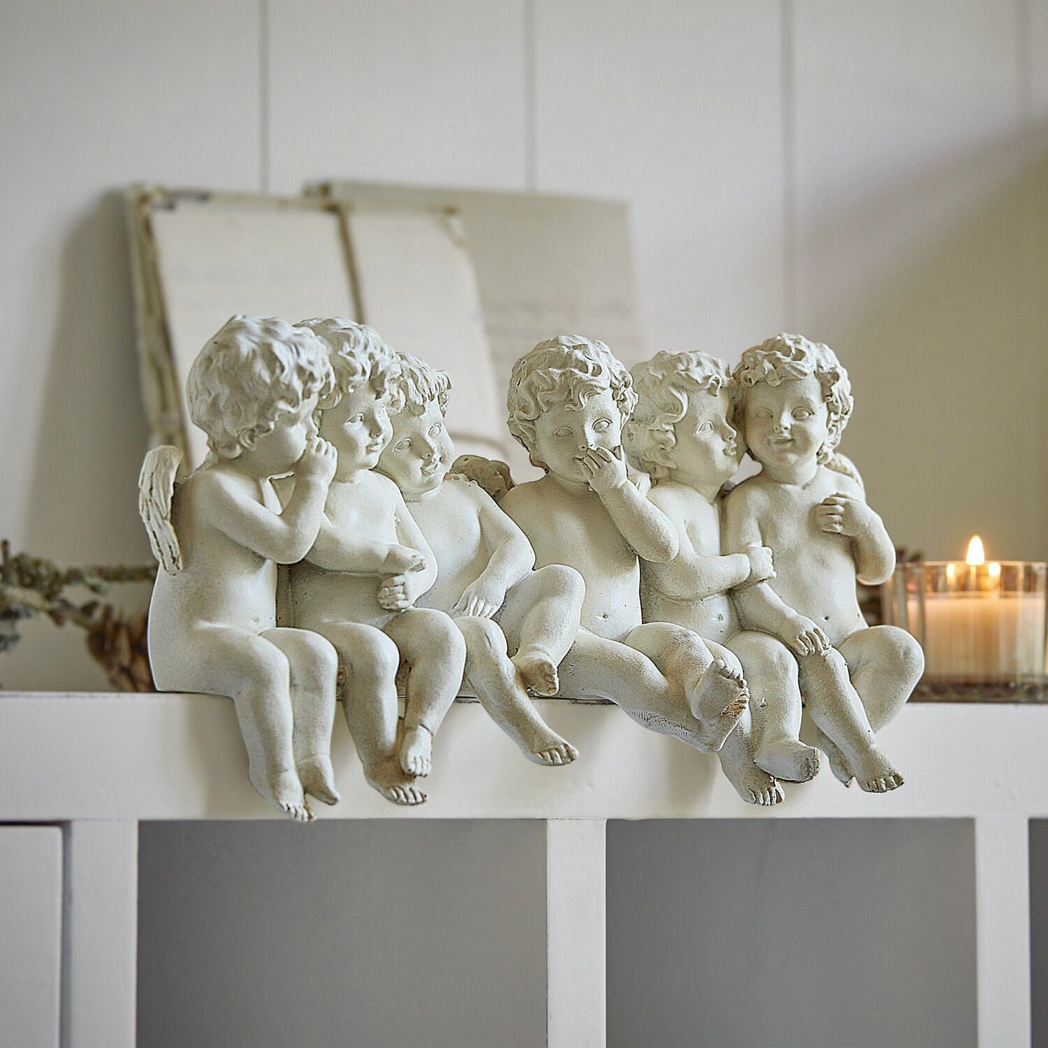 Mirabeau Weihnachtsfigur Engel Léon antikweiß günstig online kaufen