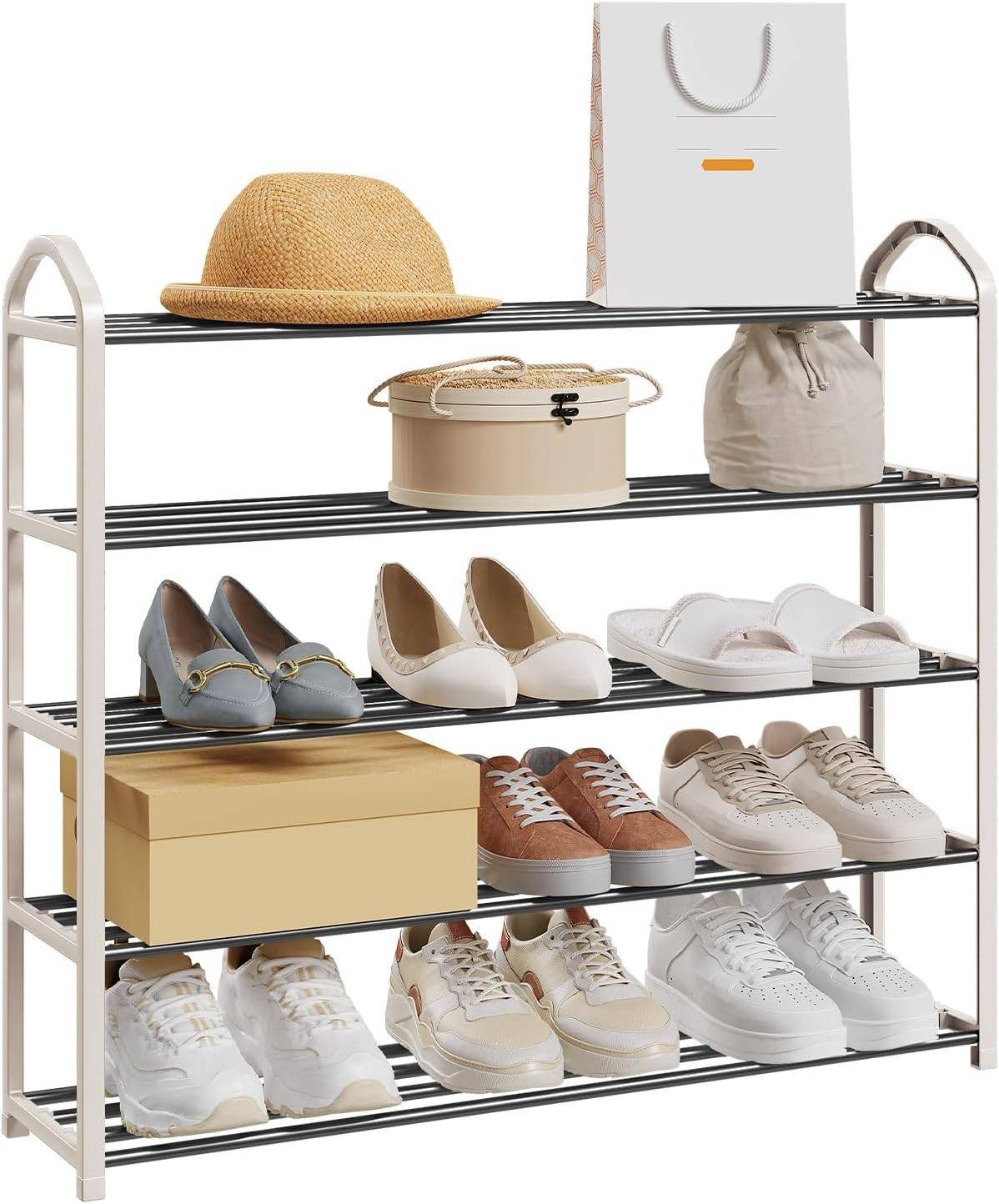 EUGAD Schuhregal, 1-tlg., 5-Ebenen–Metallrohrgestell, für Flur, Wohnzimmer, Schlafzimmer