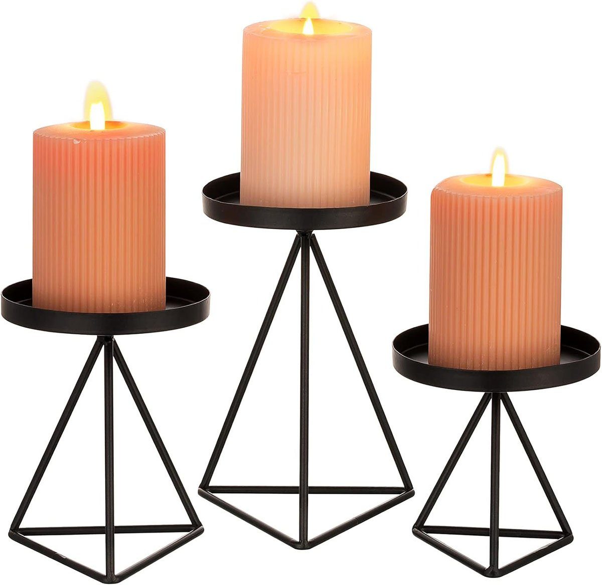 Kerzenständer Set, CTGtree Deko Schwarz (3 Eisen Kerzenhalter Metall St) 3er