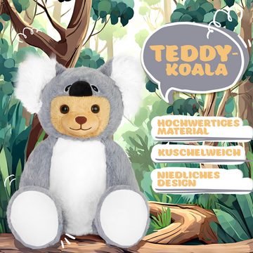 BRUBIES Kuscheltier Teddy Koala - 25 cm Teddybär im Koalakostüm mit Kapuze (Plüschtier für kuschelige Abenteuer, 1-St), Kuscheltier Geschenk für Kinder