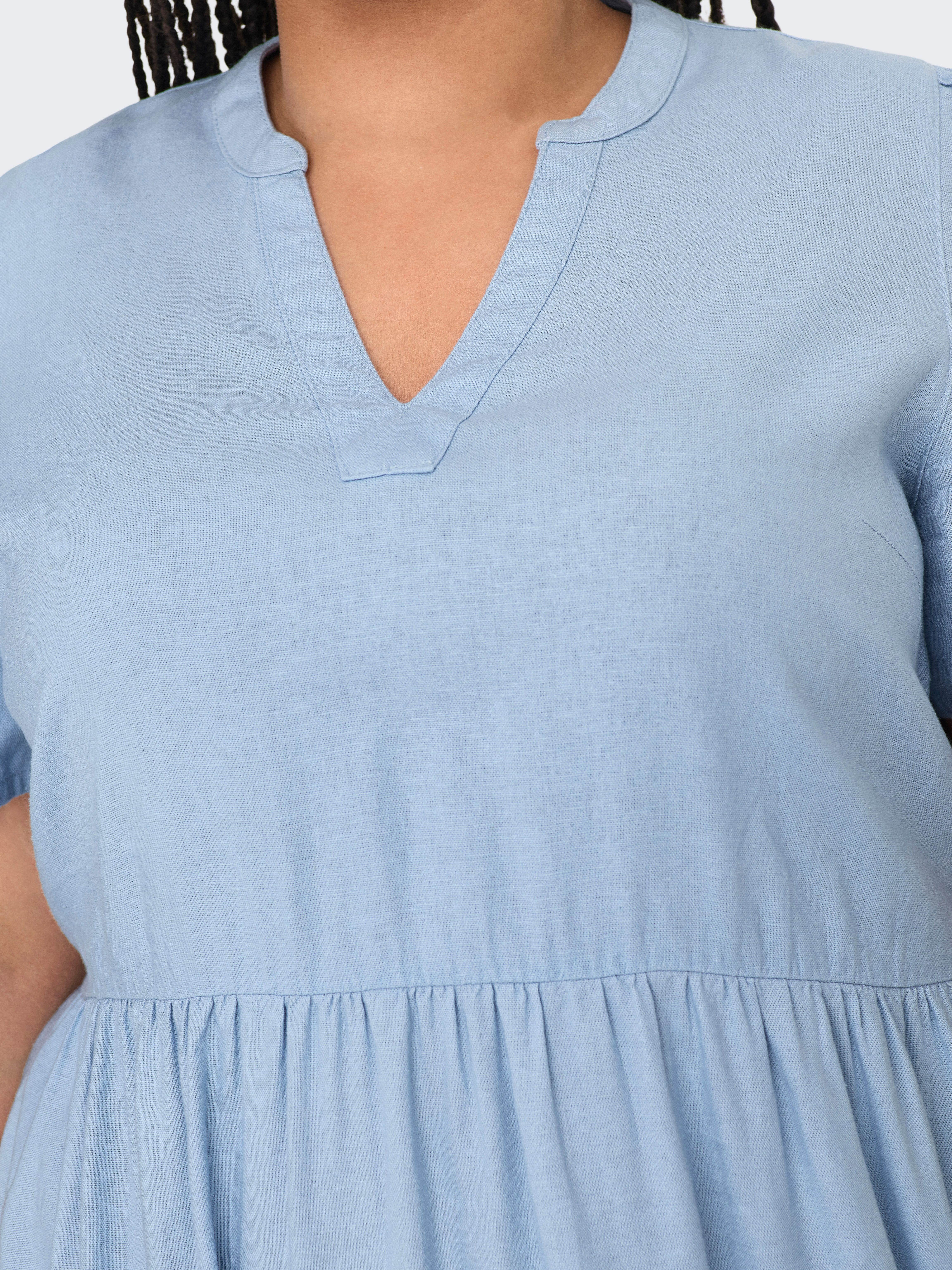 ONLY CARMAKOMA Minikleid CARTIRI-CARO S/S V-NECK LIN DRESS TLR Sommerkleid günstig online kaufen