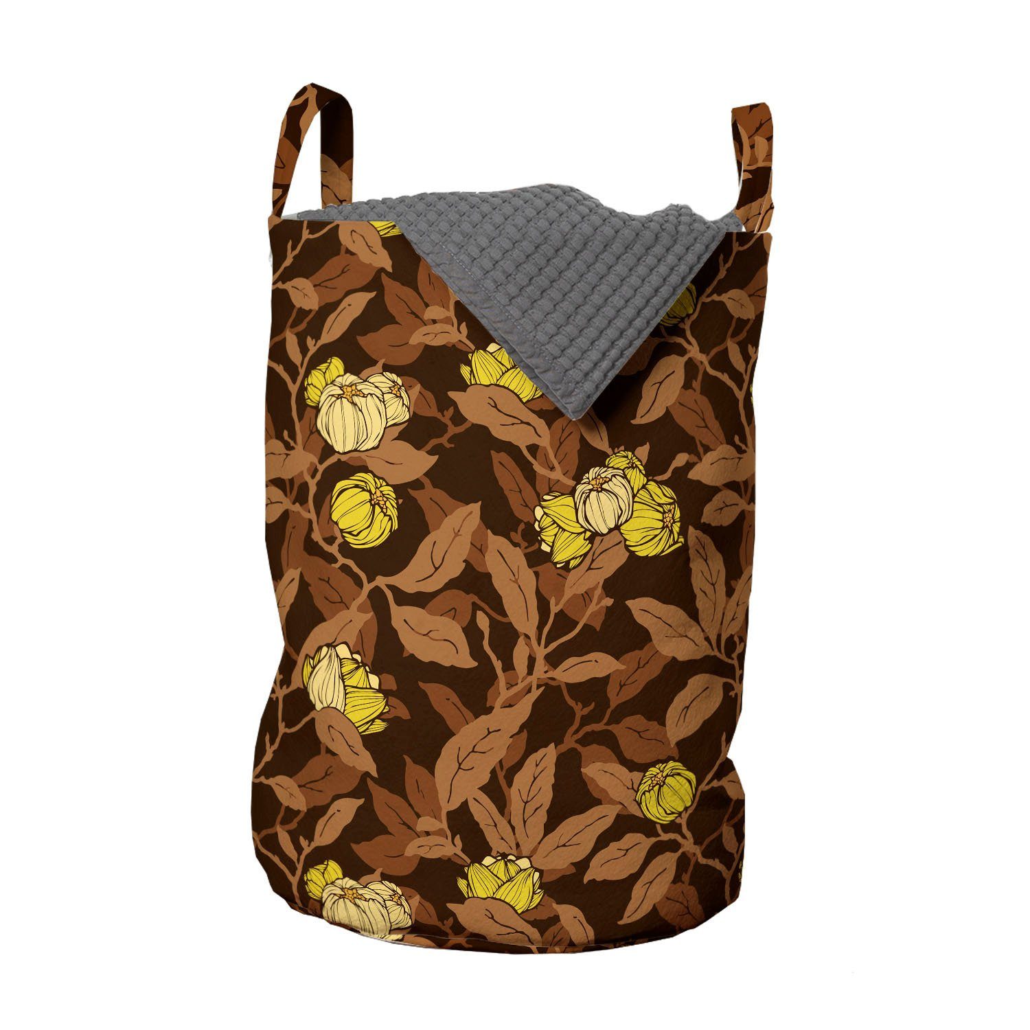 Abakuhaus Wäschesäckchen Wäschekorb mit Griffen Kordelzugverschluss für Waschsalons, Blumen Blumen und blühen Blätter