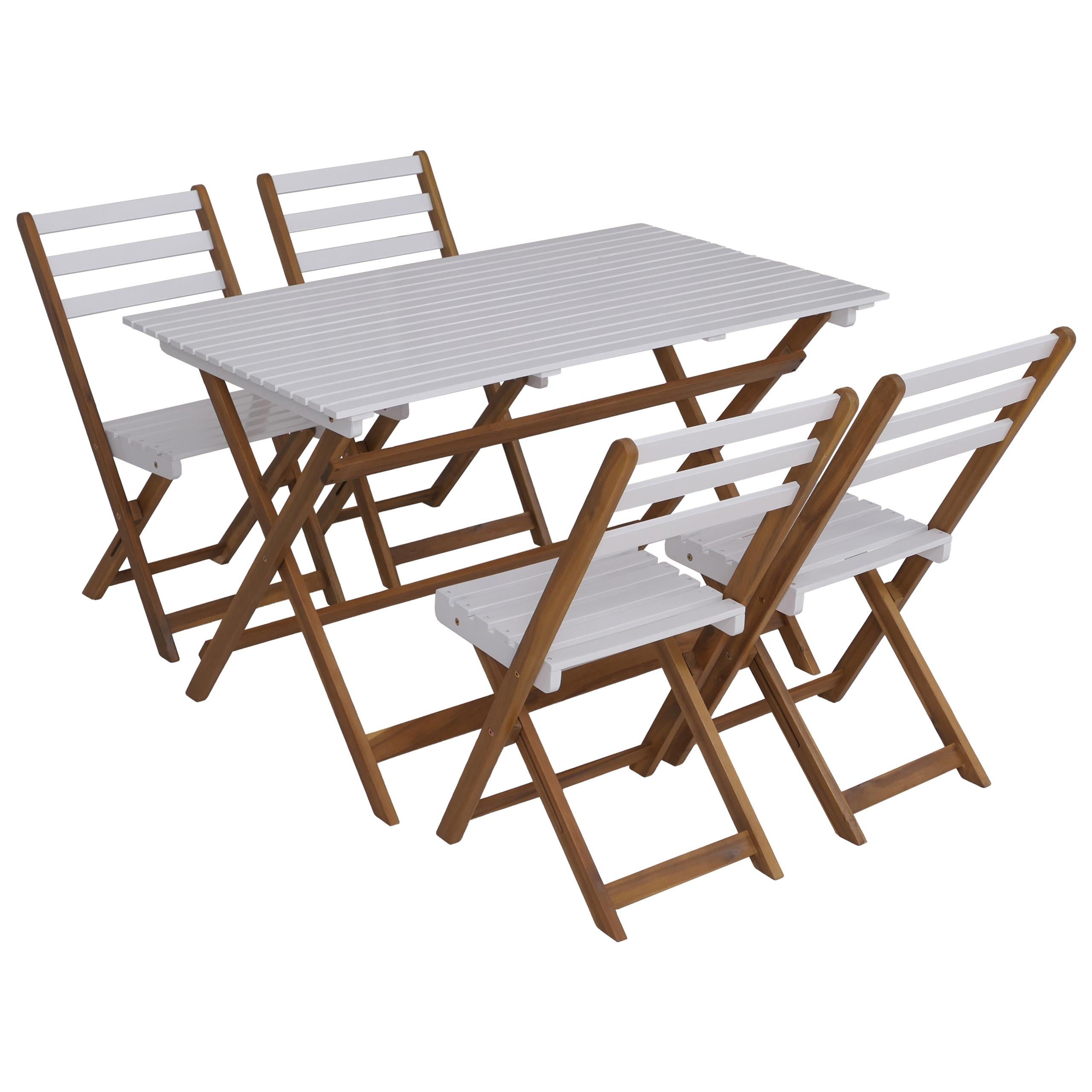 PROREGAL® Garten-Essgruppe Garnitur Sitzgruppe Gartenmöbel-Set 4x Stuhl Holz klappbar