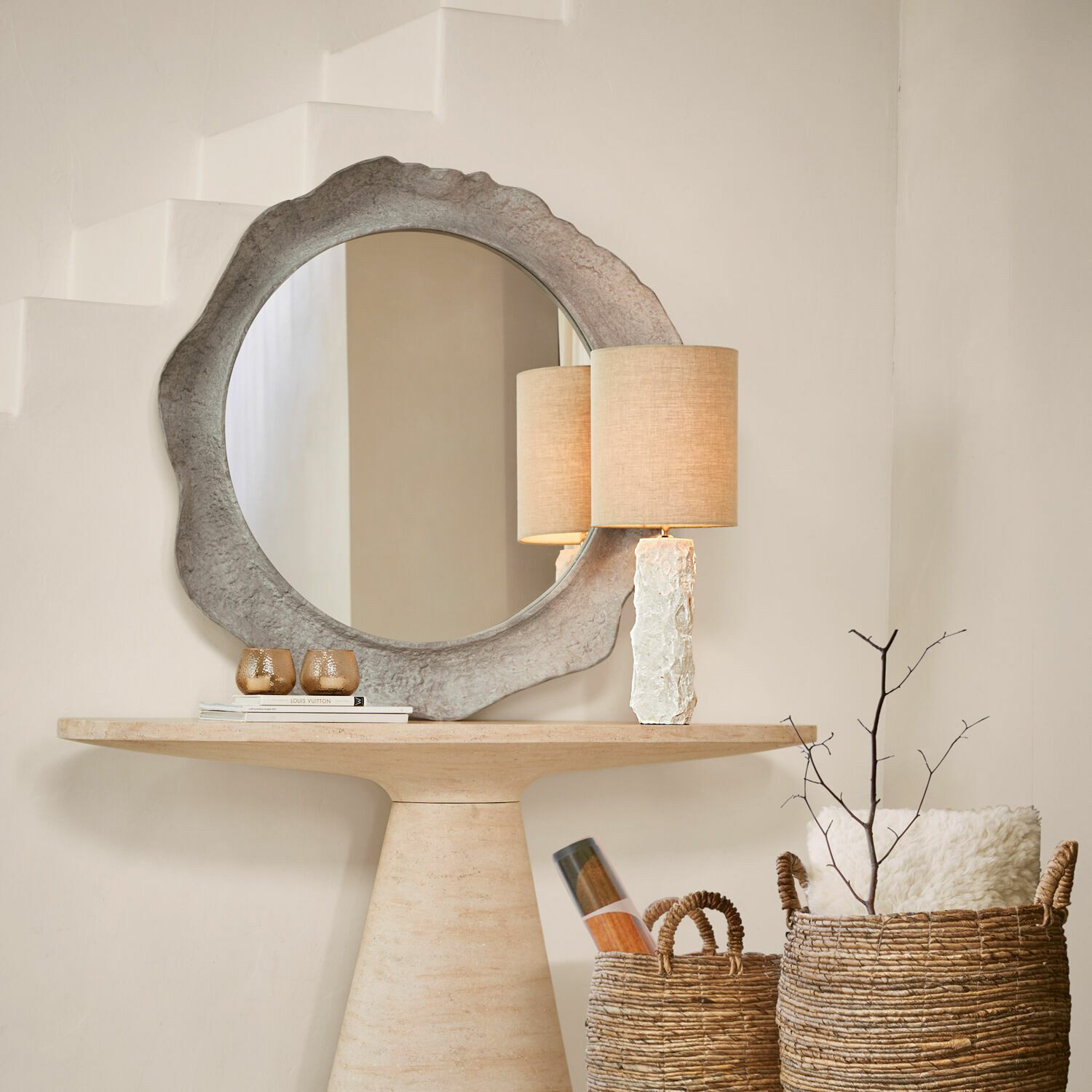 Mirabeau Tischleuchte Tischlampe Kalvaya weiß/creme
