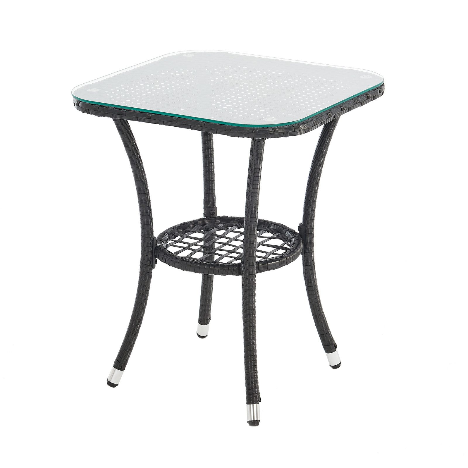 SVITA Balkonset BROOKLYN BISTRO, (Set (3-tlg), 1 Tisch, 2 Stühle), Sitzgruppe, Polyrattan, inkl. Kissen, Schwarz – Bild 4 von 5
