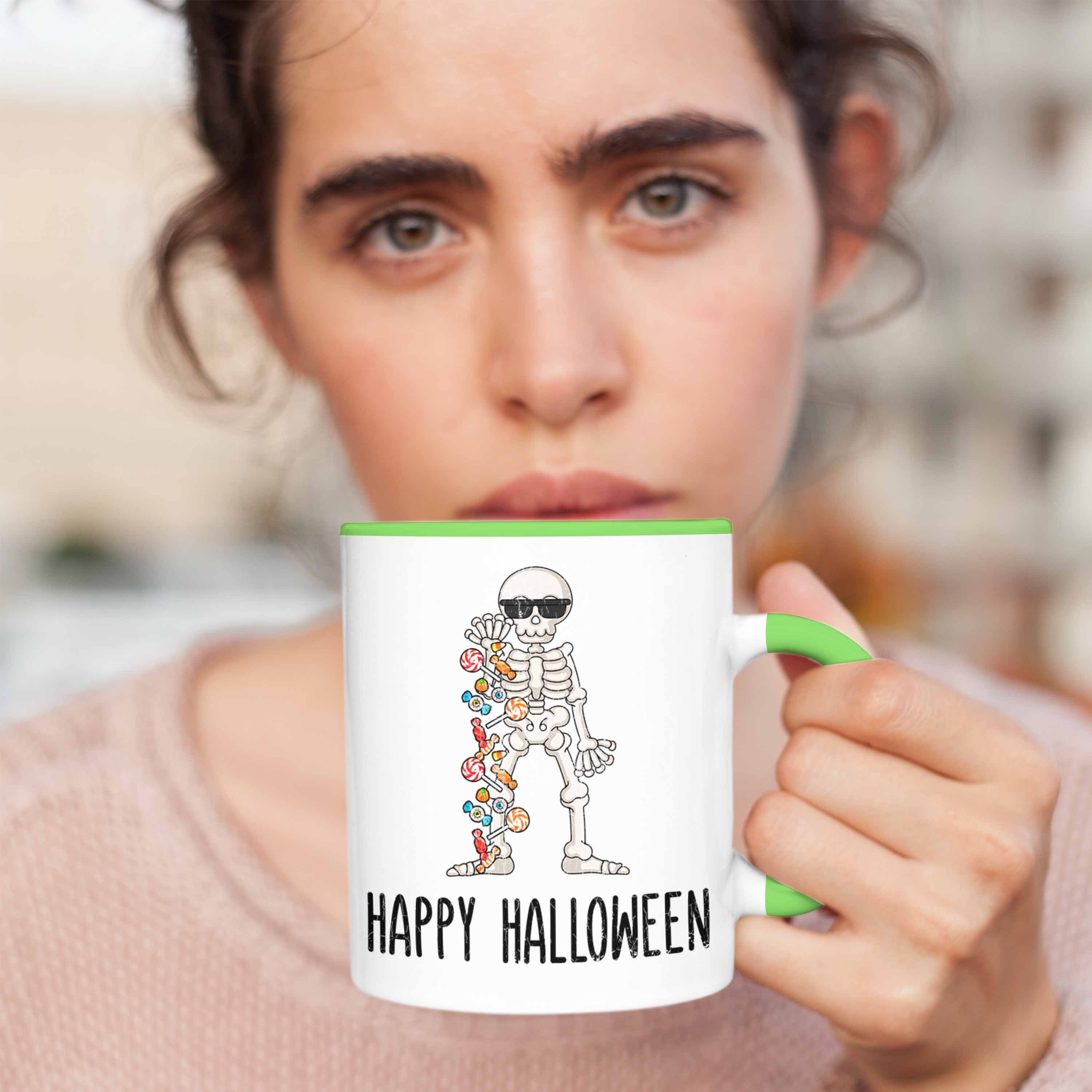 Becher Tasse Happy Halloween Skelet Grün Dekoration Tasse Kürbis Halloween Trendation